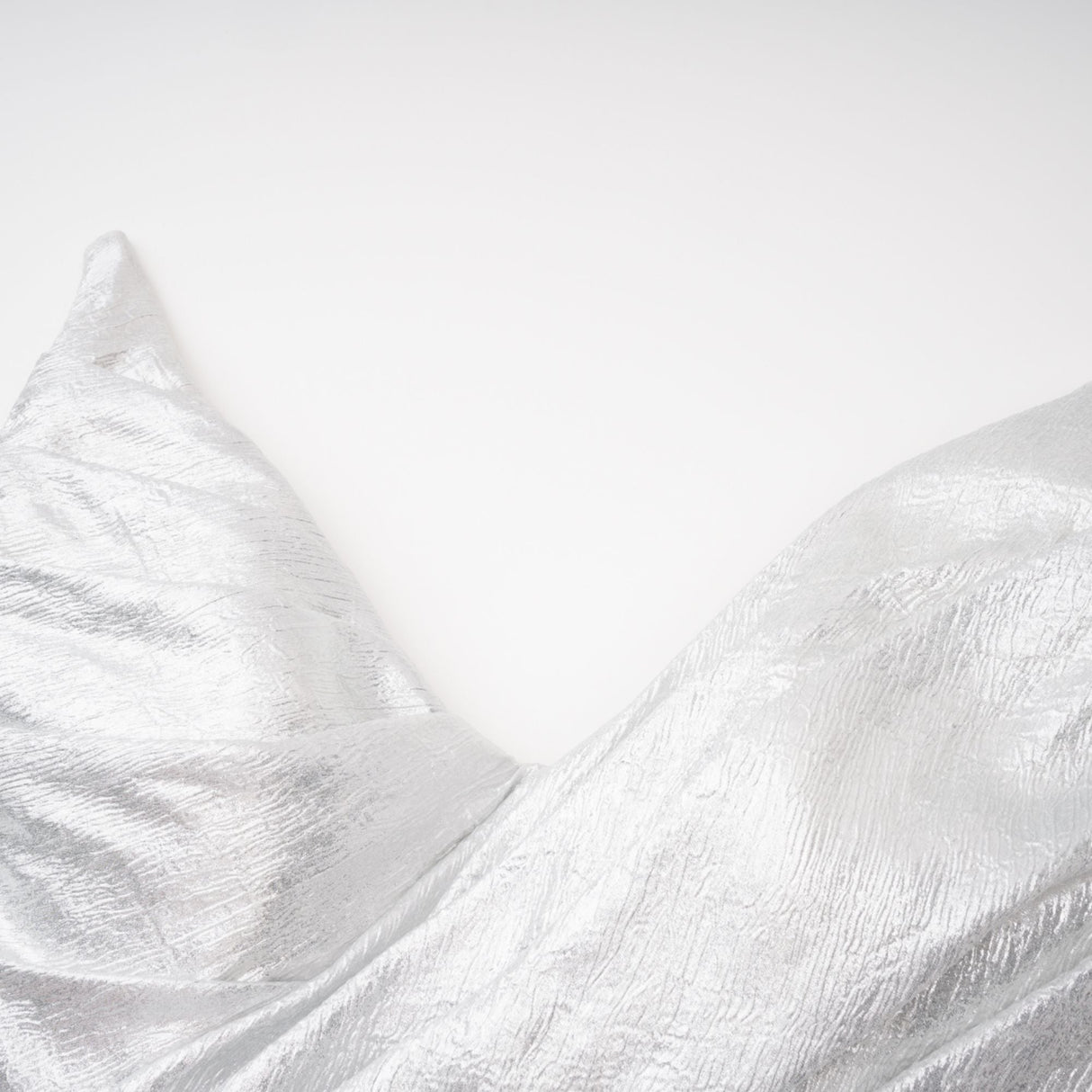 Aurohaya Adina Silver Glossy Asymmetrical Ruched Gown