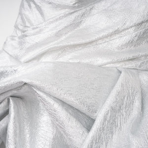 Aurohaya Adina Silver Glossy Asymmetrical Ruched Gown