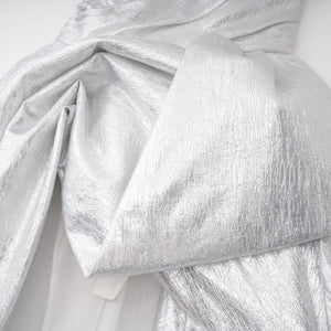 Aurohaya Adina Silver Glossy Asymmetrical Ruched Gown