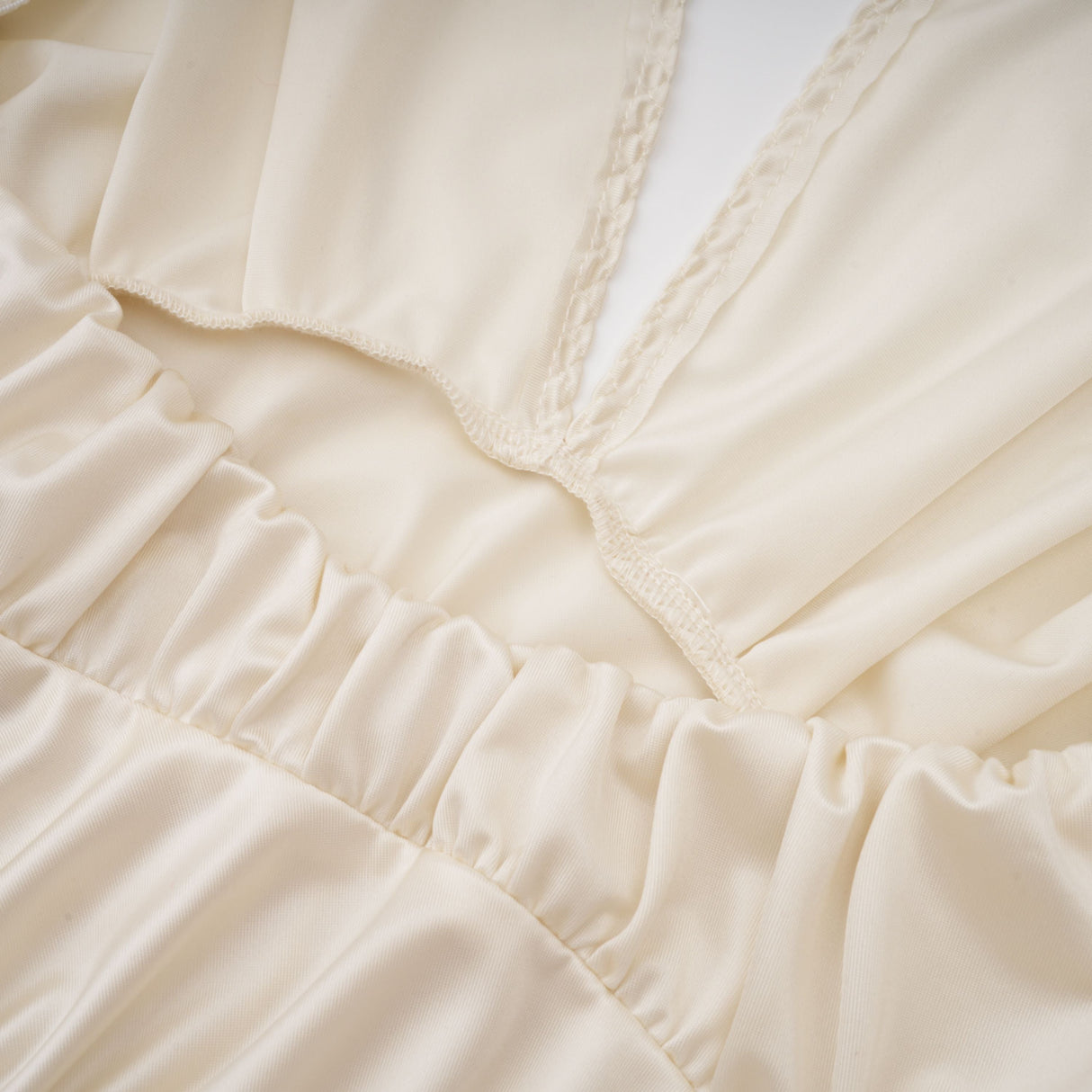 Aurohaya Vilhelmiina Cream White Halterneck Shirred Maxi Dress