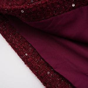 Aurohaya Ancora Red Embellished Tweed Mini Dress
