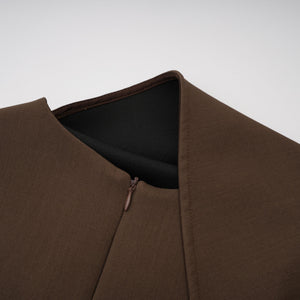 Aurohaya Francesca Brown Asymmetrical Gathered Mini Dress