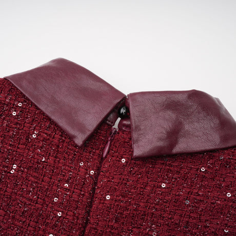 Aurohaya Ancora Red Embellished Tweed Mini Dress