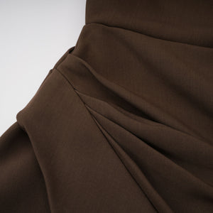 Aurohaya Francesca Brown Asymmetrical Gathered Mini Dress