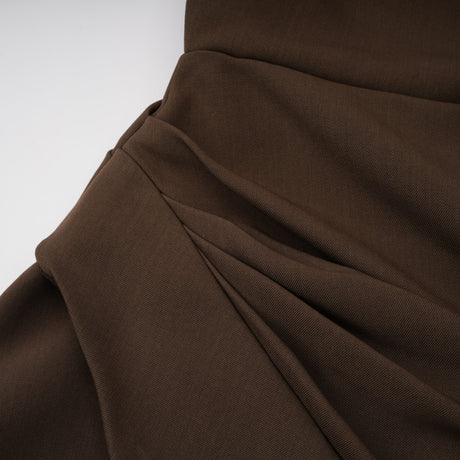 Aurohaya Francesca Brown Asymmetrical Gathered Mini Dress