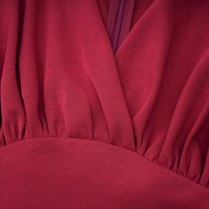 Aurohaya Margot Red Scarf Design Ruched Maxi Gown