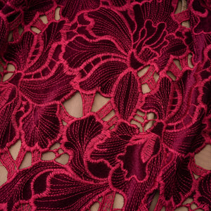 Aurohaya Hafdis Red Floral Embroidered Mini Dress