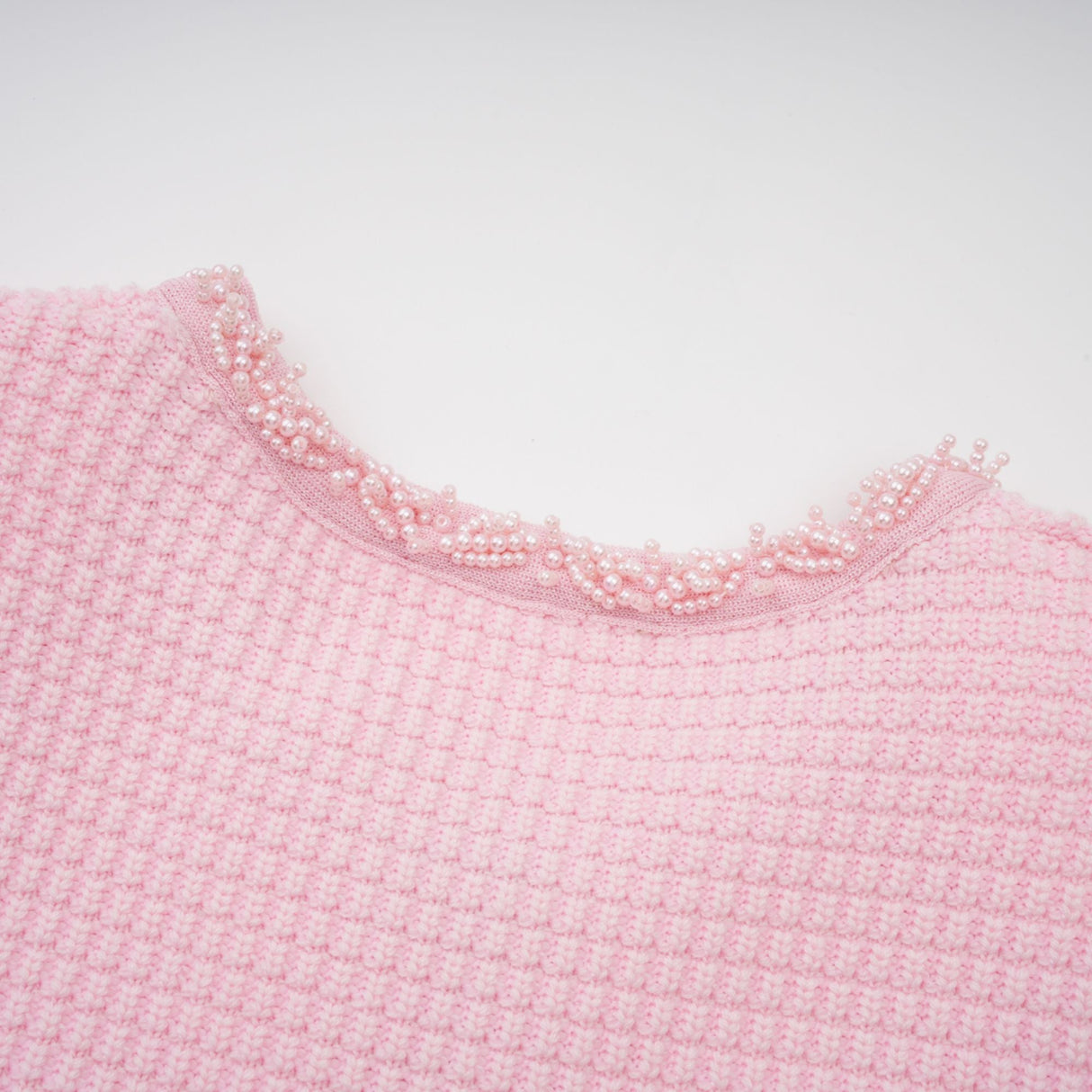 Aurohaya Eugénie pink beaded knit mini dress