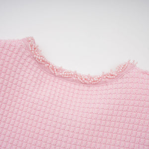 Aurohaya Eugénie pink beaded knit mini dress