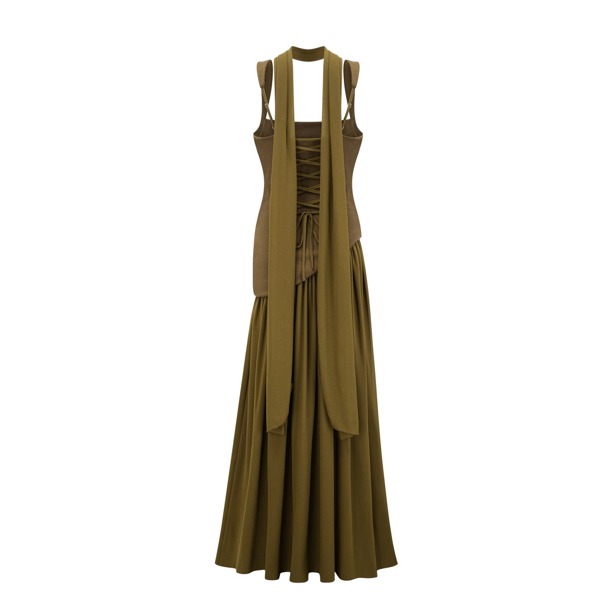 Aurohaya Sidonie Atrovirens Asymmetrical Maxi Gown (Without Gloves)