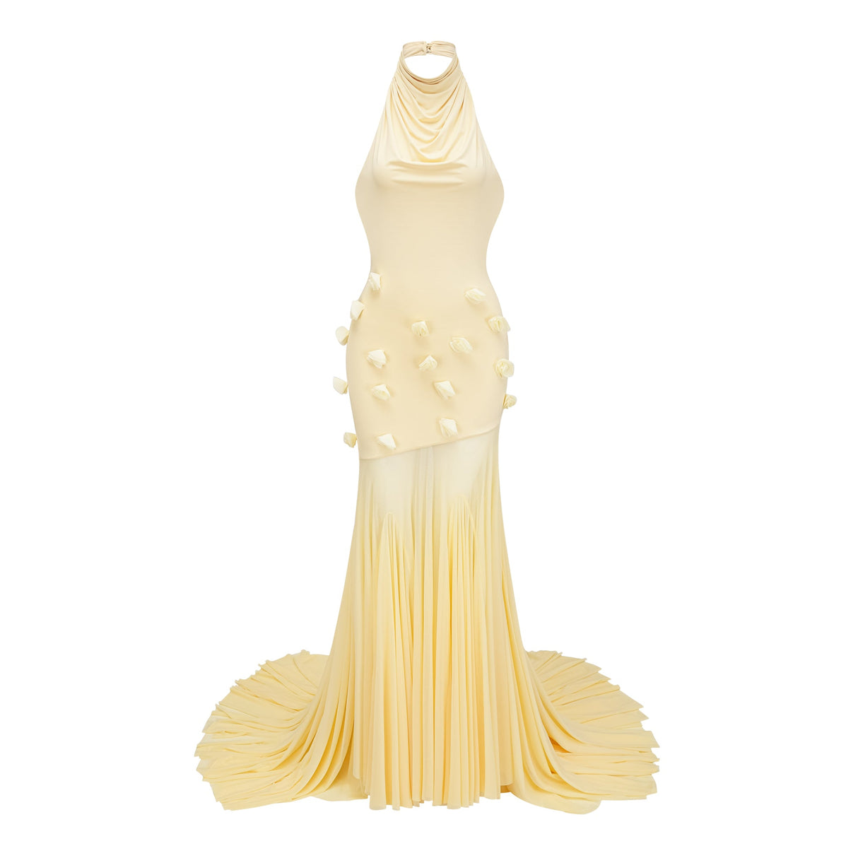 Aurohaya Yvette Yellow 3D Petal Mermaid Maxi Dress