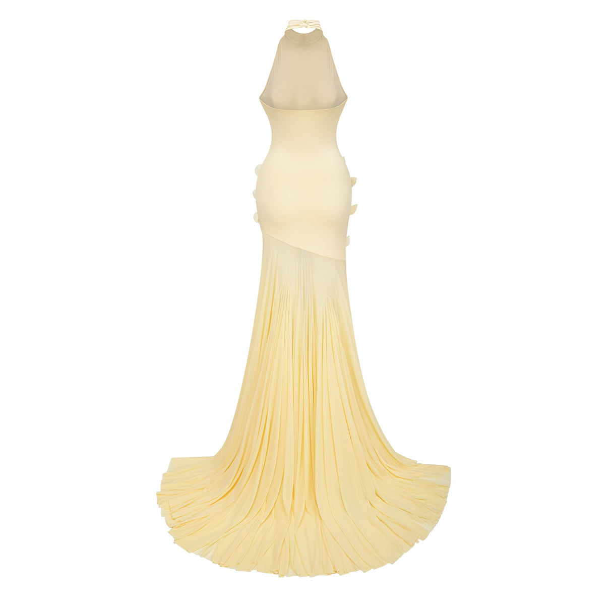 Aurohaya Yvette Yellow 3D Petal Mermaid Maxi Dress