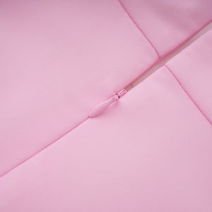 Aurohaya Laetitia Pink Pleated Train Ruched Maxi Dress