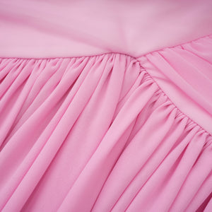 Aurohaya Laetitia Pink Pleated Train Ruched Maxi Dress