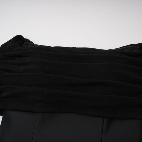 Aurohaya Ainara Black Off Shoulder Polished Midi Dress