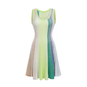 Aurohaya Amaryllis Green Sequin Striped Knit Mini Dress