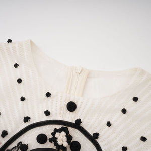 Aurohaya Phoebe white jacquard floral-lace pleated midi dress