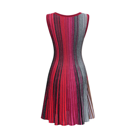 Aurohaya Amaryllis Red Sequin Striped Knit Mini Dress