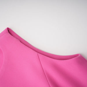 Aurohaya Fleurine Hot Pink Floral Appliqué Mini Dress