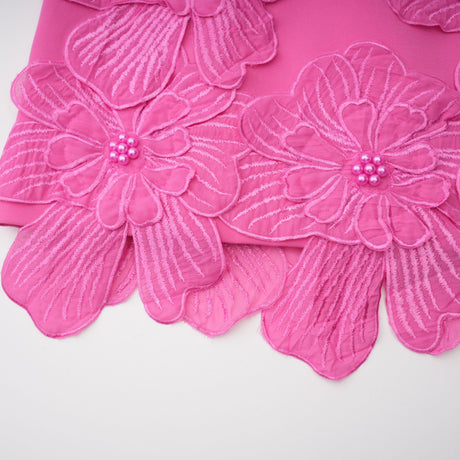 Aurohaya Fleurine Hot Pink Floral Appliqué Mini Dress