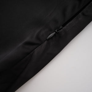 Aurohaya Raphaëlle Black Lace Panel Satin Maxi Dress