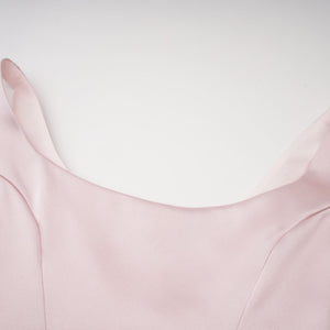 Aurohaya Fiona Pink Satin Square Neck Maxi Dress