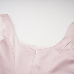 Aurohaya Fiona Pink Satin Square Neck Maxi Dress