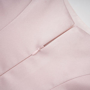 Aurohaya Fiona Pink Satin Square Neck Maxi Dress