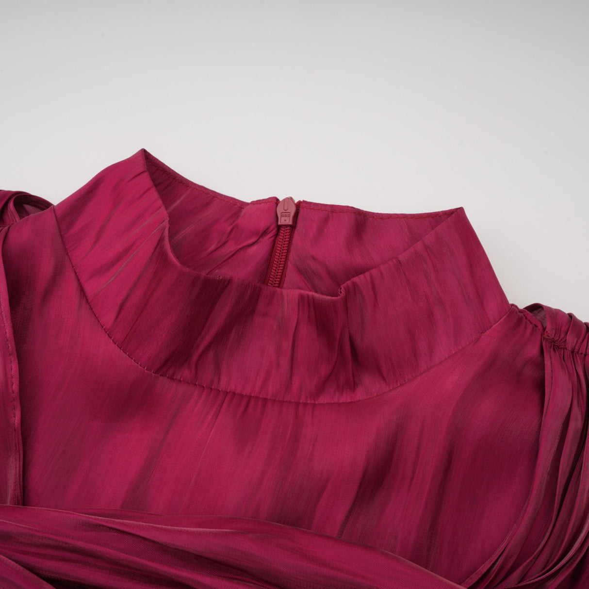 Aurohaya Danuta Burgundy Ruched Pleated Maxi Dress