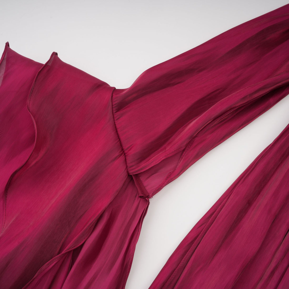 Aurohaya Danuta Burgundy Ruched Pleated Maxi Dress