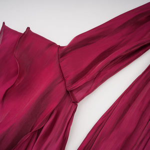 Aurohaya Danuta Burgundy Ruched Pleated Maxi Dress