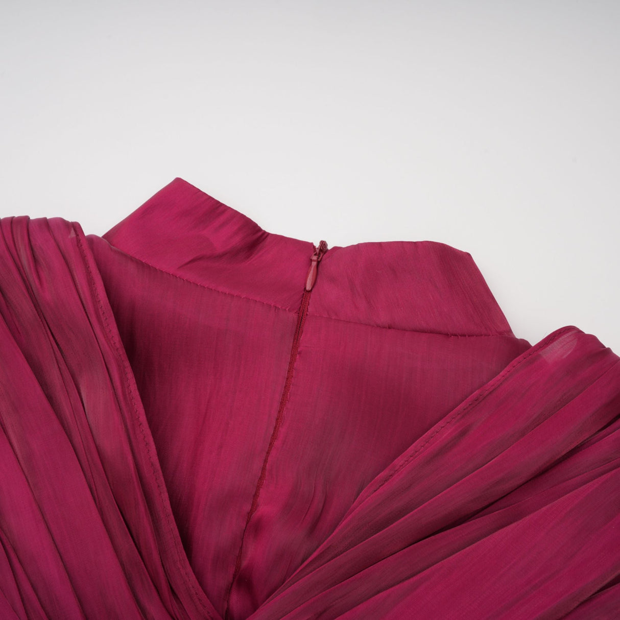 Aurohaya Danuta Burgundy Ruched Pleated Maxi Dress
