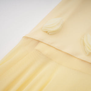 Aurohaya Yvette Yellow 3D Petal Mermaid Maxi Dress