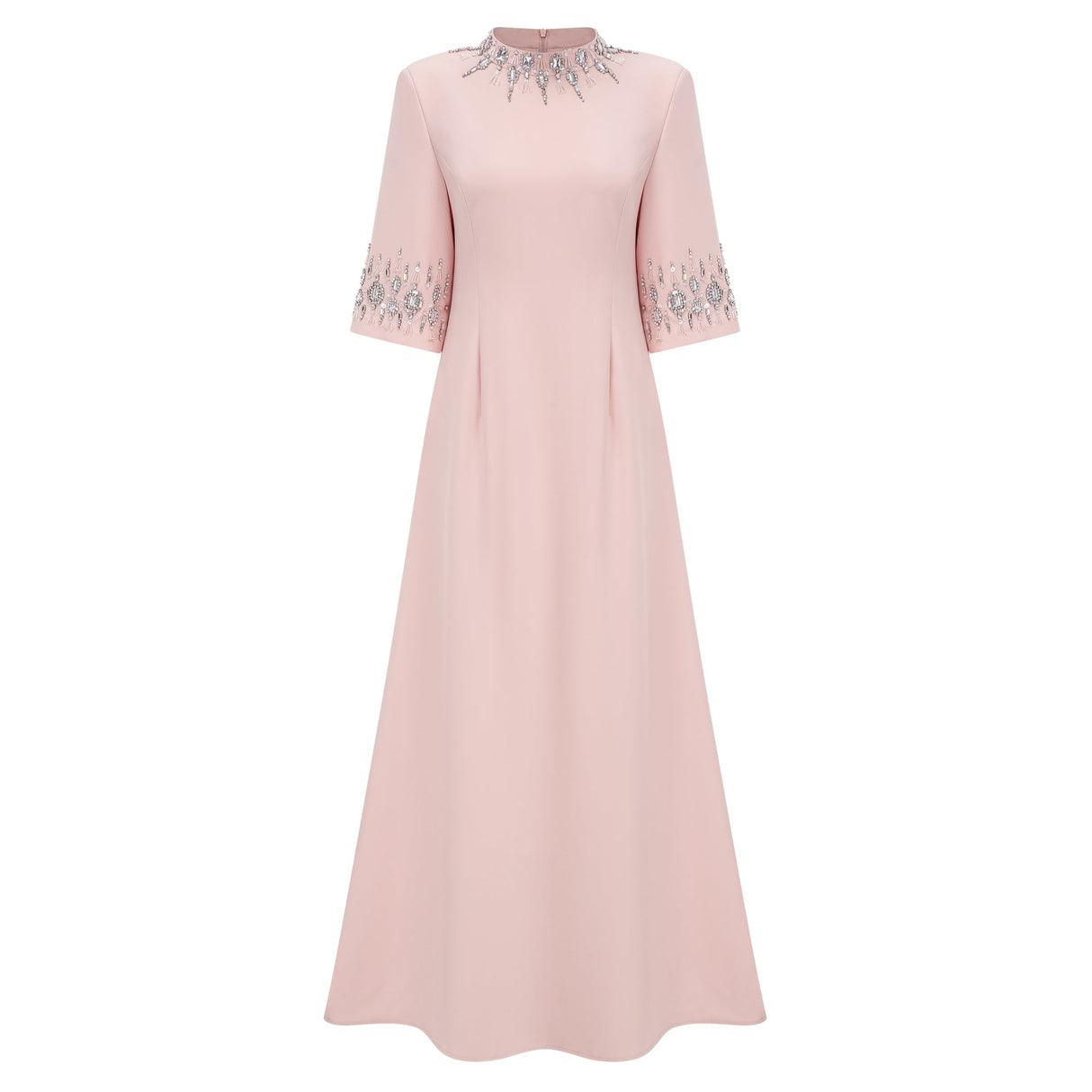 Aurohaya Klaudia Pink Embellished Corset Maxi Dress