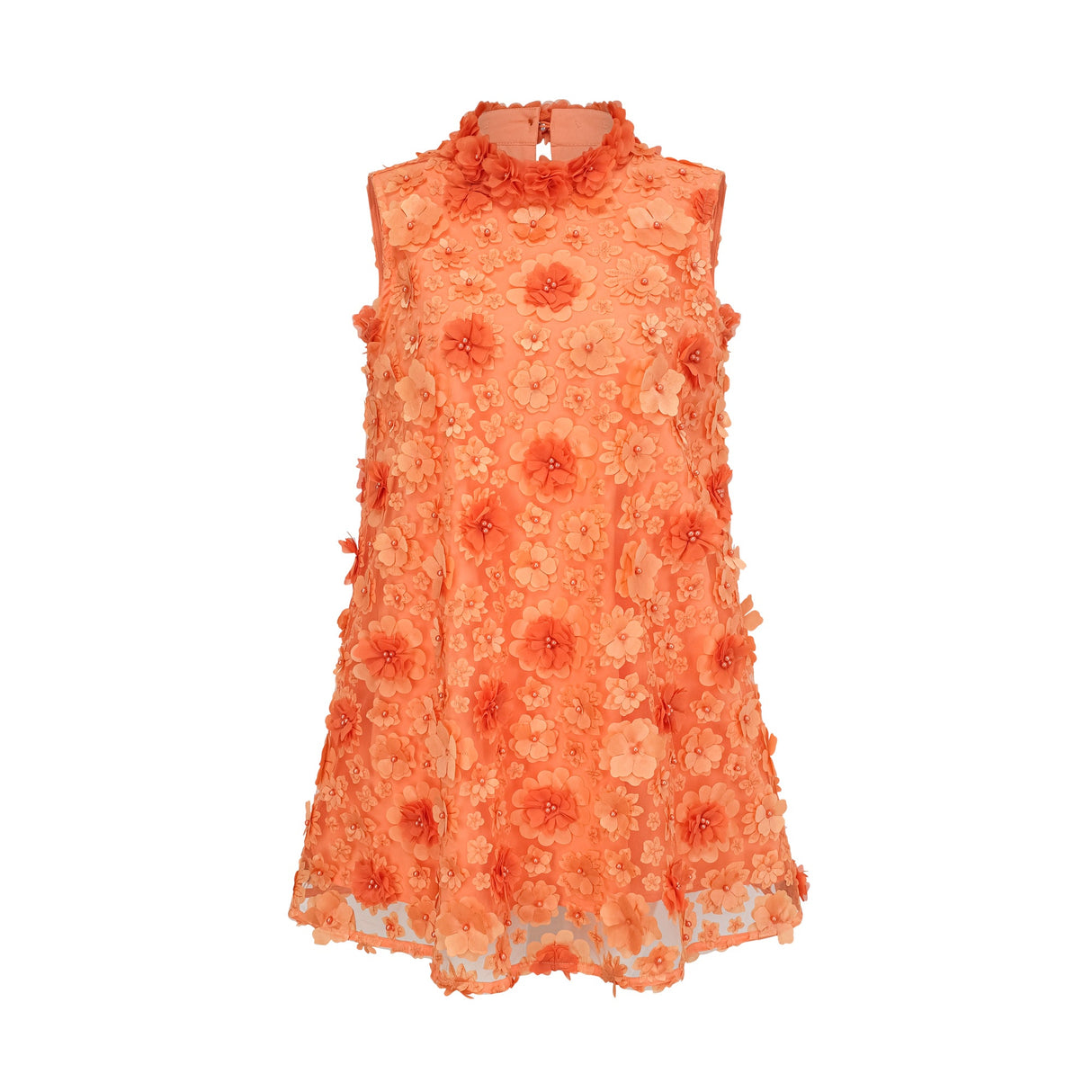 Aurohaya Orphée orange faux-flower mini dress