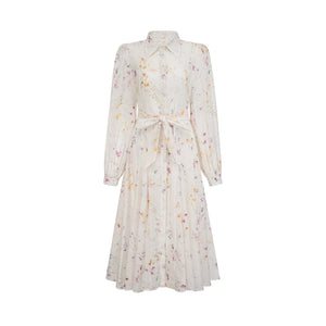 Aurohaya Zoé white floral-print tied midi dress