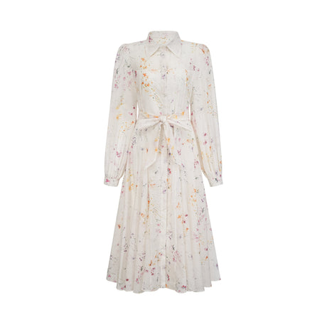 Aurohaya Zoé white floral-print tied midi dress