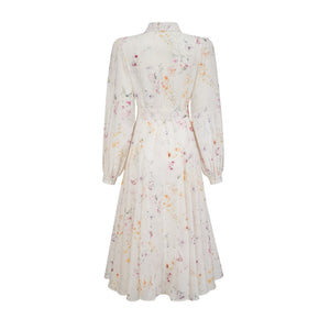 Aurohaya Zoé white floral-print tied midi dress