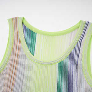 Aurohaya Amaryllis Green Sequin Striped Knit Mini Dress