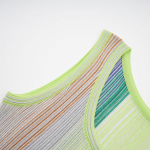Aurohaya Amaryllis Green Sequin Striped Knit Mini Dress