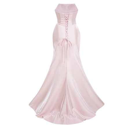 Aurohaya Charlotte Pink Off Shoulder Ruched Maxi Dress