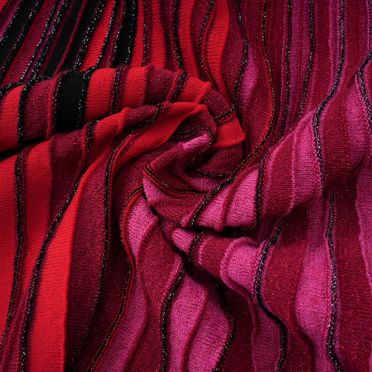 Aurohaya Amaryllis Red Sequin Striped Knit Mini Dress