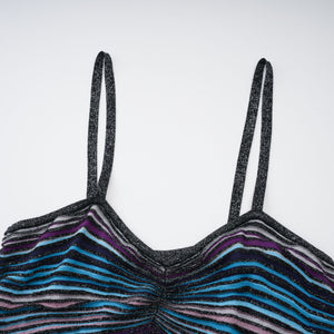 Aurohaya Bruyère Purple Sequin Striped Knit Maxi Dress