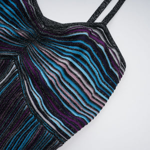 Aurohaya Bruyère Purple Sequin Striped Knit Maxi Dress