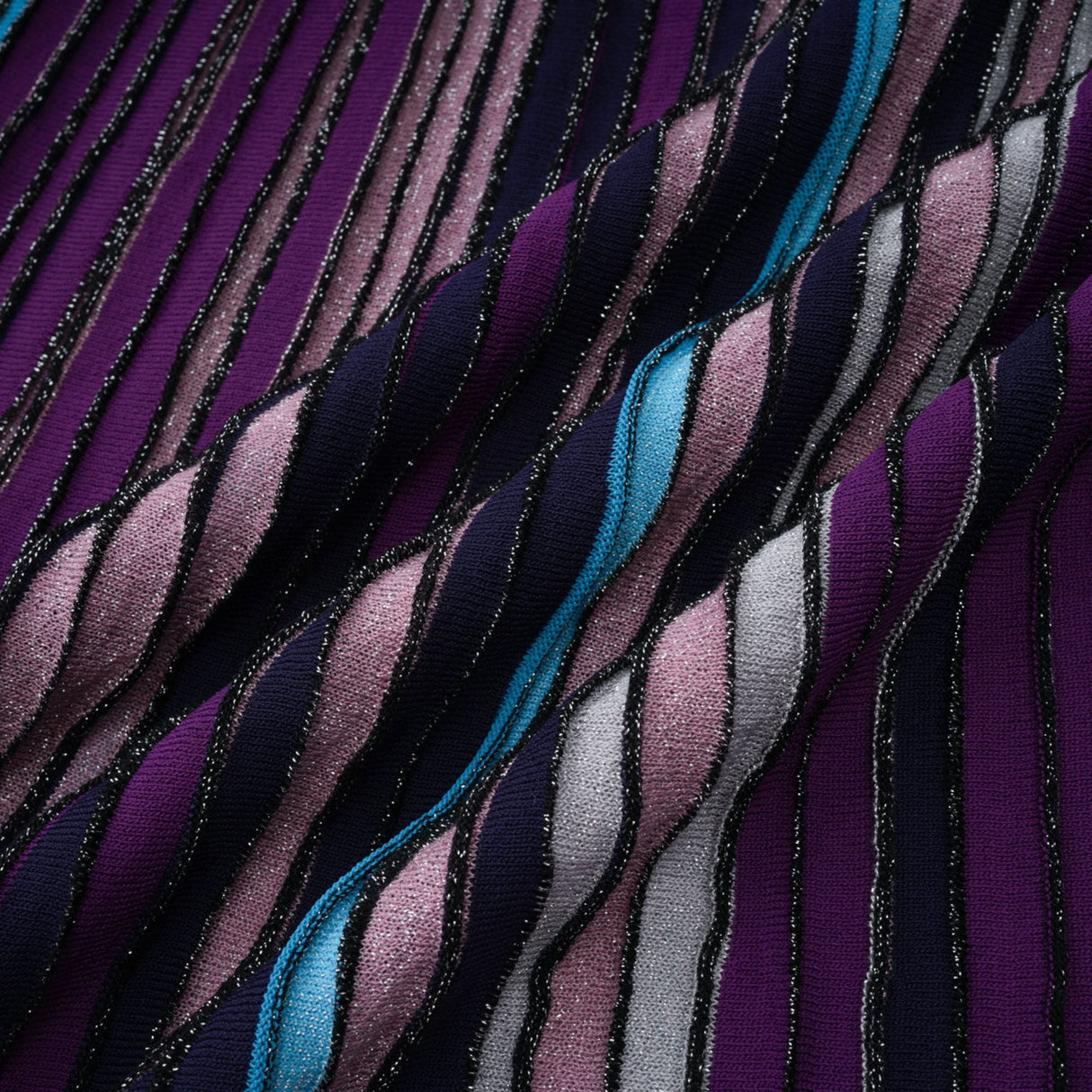 Aurohaya Bruyère Purple Sequin Striped Knit Maxi Dress