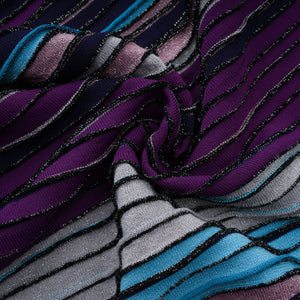 Aurohaya Bruyère Purple Sequin Striped Knit Maxi Dress