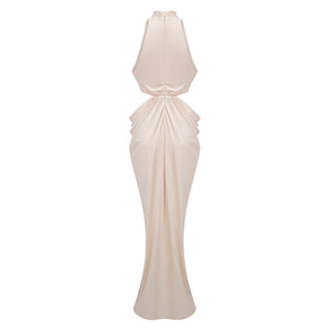 Aurohaya Joaquín Neutral Braid Detail Ruched Dress Maxi