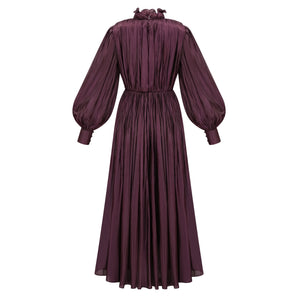 Aurohaya Sage Brown Crossed Design Maxi Dress