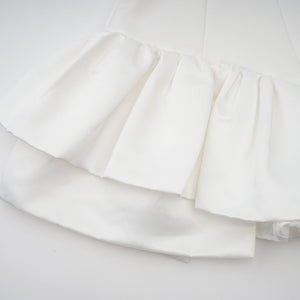 Aurohaya Aurélie white halterneck ruffled mini dress