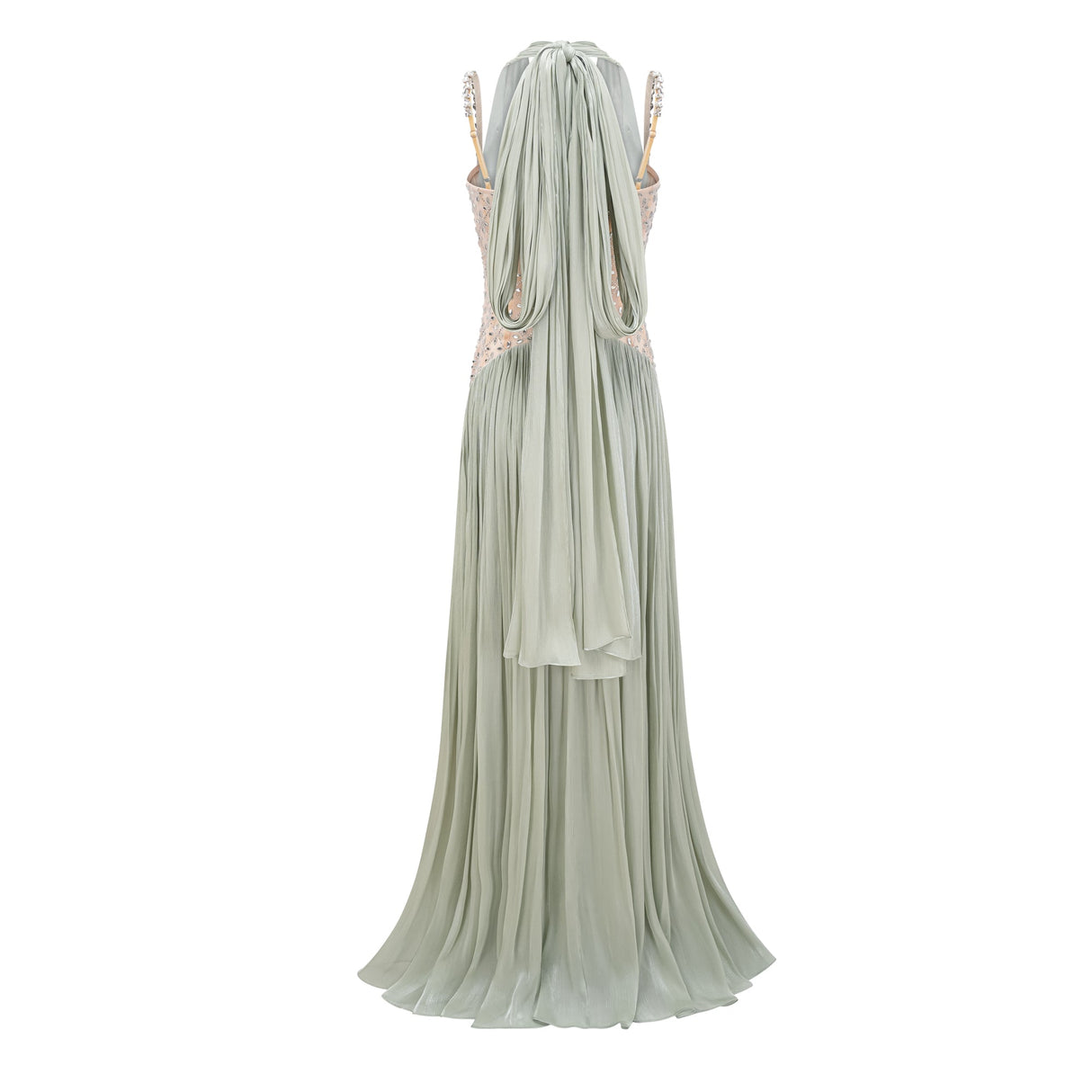 Aurohaya Gwenaëlle Green Rhinestone Panel Maxi Dress
